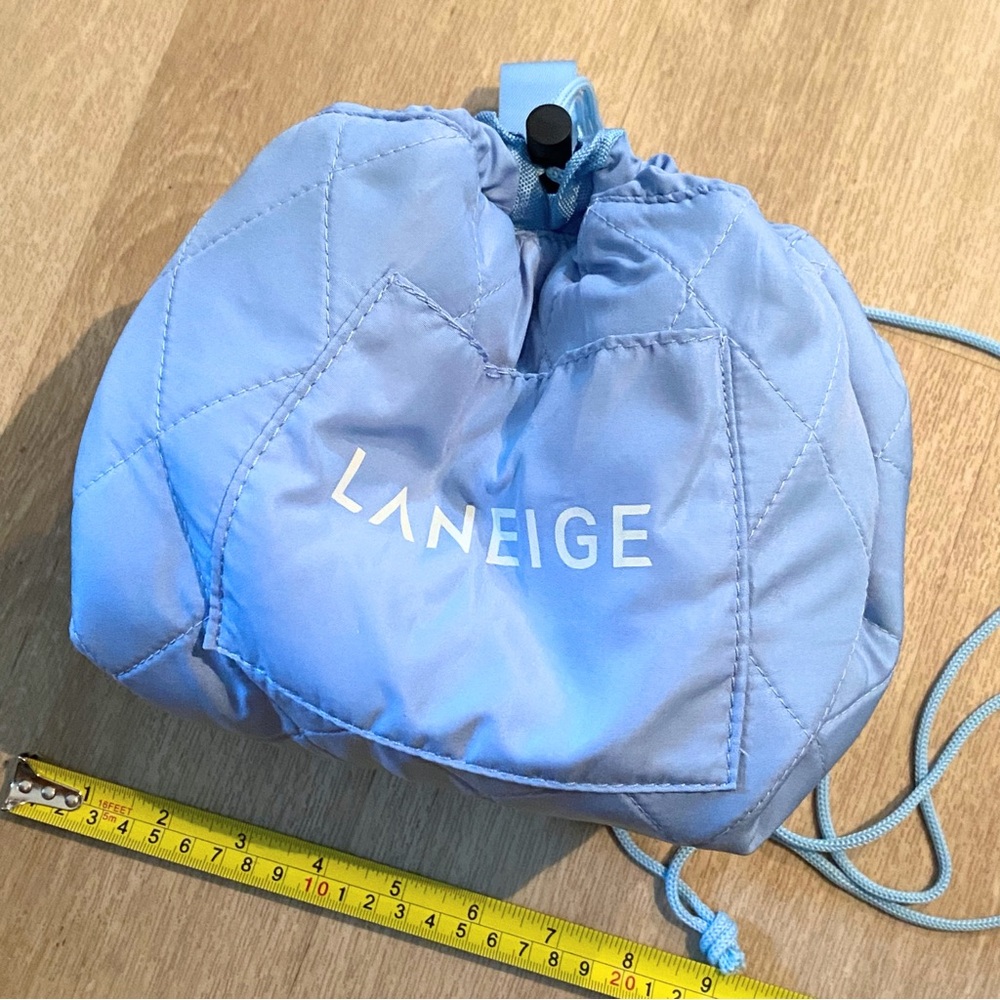 Laneige blue quilted puffy drawstring makeup bag Top Handle